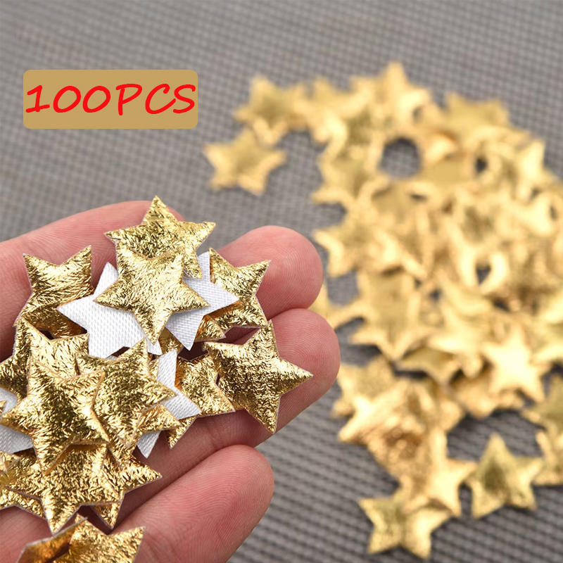 Embellishments For Scrapbooking - 100 Buah Bintang Emas/Perak untuk Dekorasi