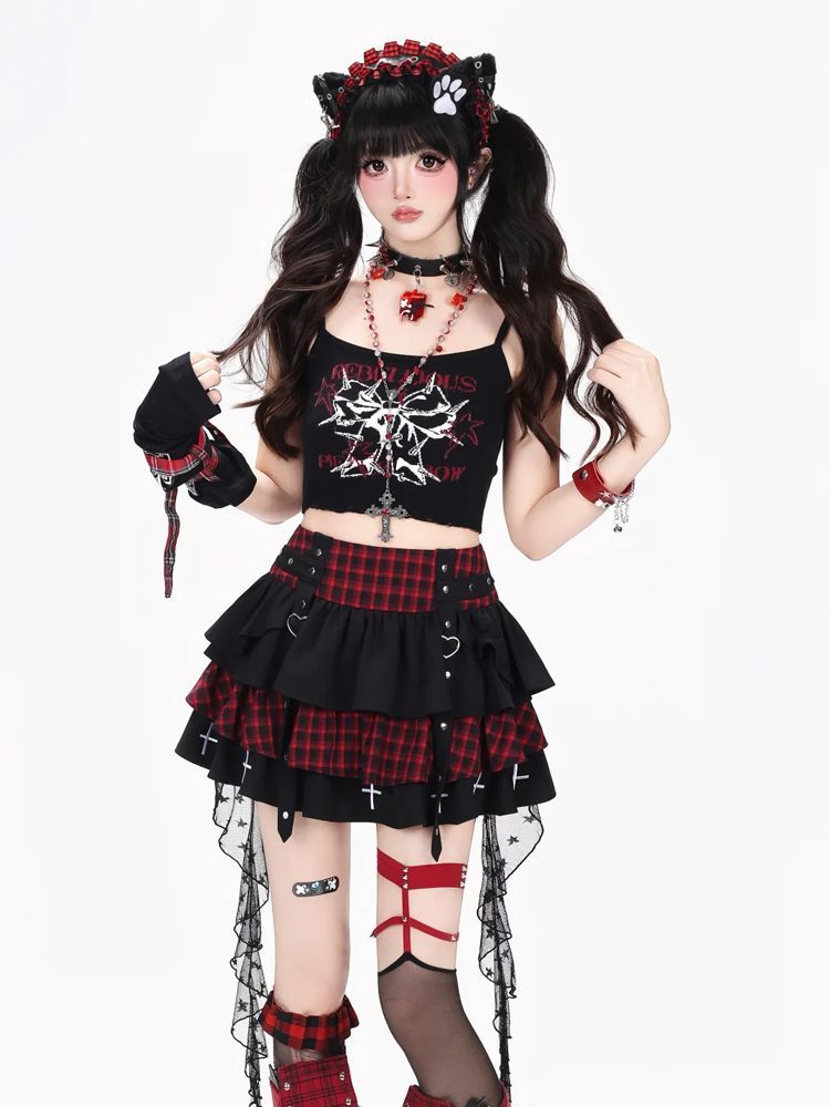 Y2K Punk Gothic Kawaii Set 3PC - Elastic Lace Trim ulasan dan harga