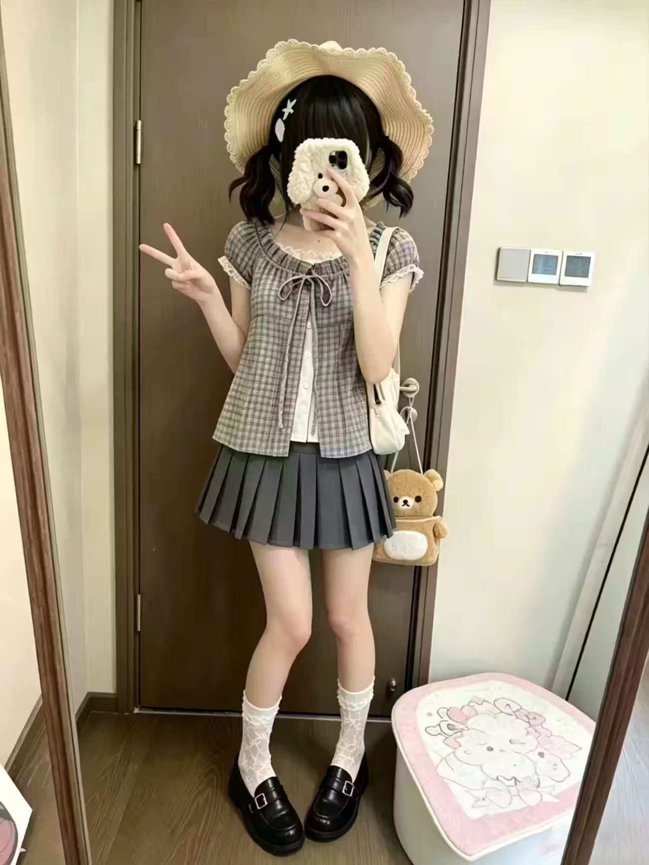 Set 2 Potong Motif Kotak-kotak - Elastic Lace Trim ulasan dan harga