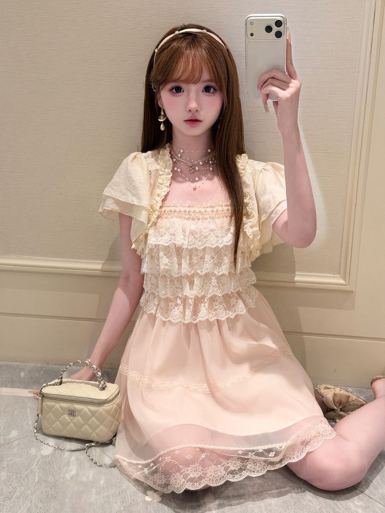 Set Gaun Lolita Vintage Jepang - Elastic Lace Trim ulasan dan harga