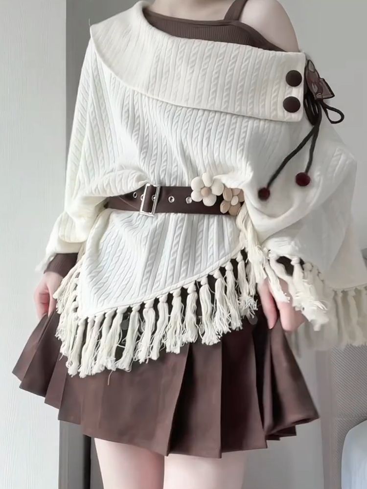 Set 2pcs Gaya Mori Kei Vintage - Tassel Fringe Trim ulasan dan harga